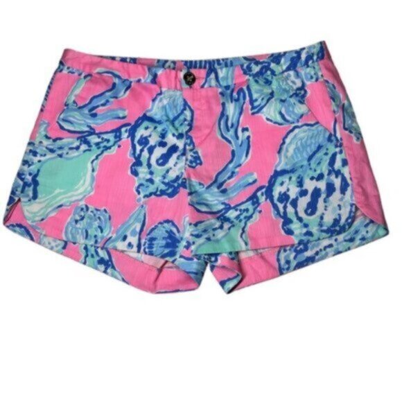 NWT Lilly Pulitzer | Pink & Blue Pout Barefoot Princess Adie Shorts Size 2 - Picture 2 of 12